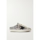 Super-Star Sabot distressed glittered leather and suede slip-on sneakers
