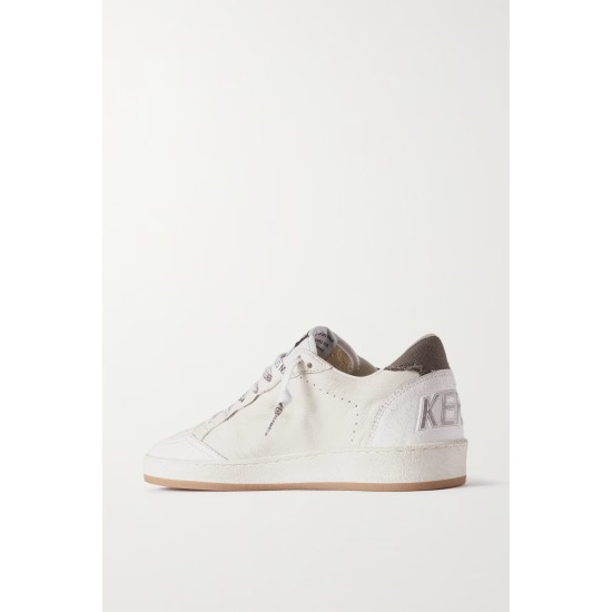 Ball Star distressed calf hair and canvas-trimmed leather sneakers