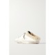 Superstar Sabot shearling-lined distressed glittered leather slip-on sneakers