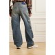 Distressed wide-leg cargo jeans