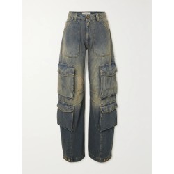 Distressed wide-leg cargo jeans