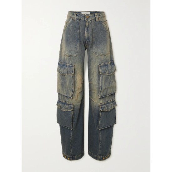 Distressed wide-leg cargo jeans