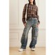 Distressed wide-leg cargo jeans