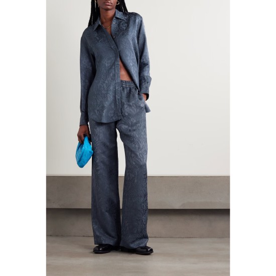 Journey studded satin-jacquard wide-leg pants