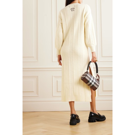 Embroidered knitted wool maxi dress