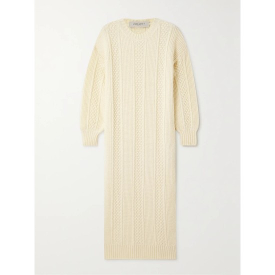 Embroidered knitted wool maxi dress