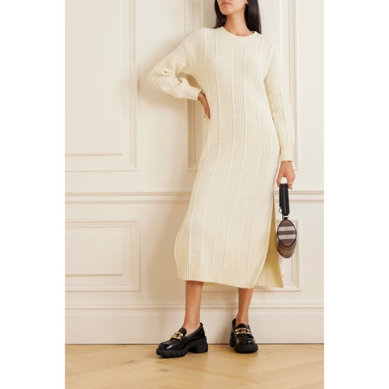 Embroidered knitted wool maxi dress