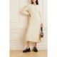 Embroidered knitted wool maxi dress
