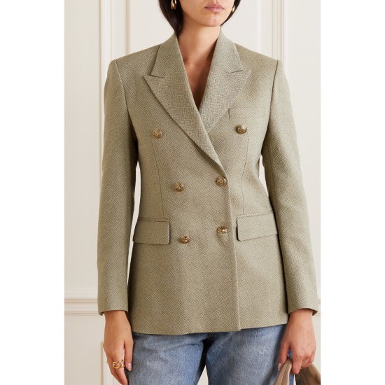 Journey double-breasted wool-jacquard blazer