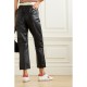 Textured-leather straight-leg pants
