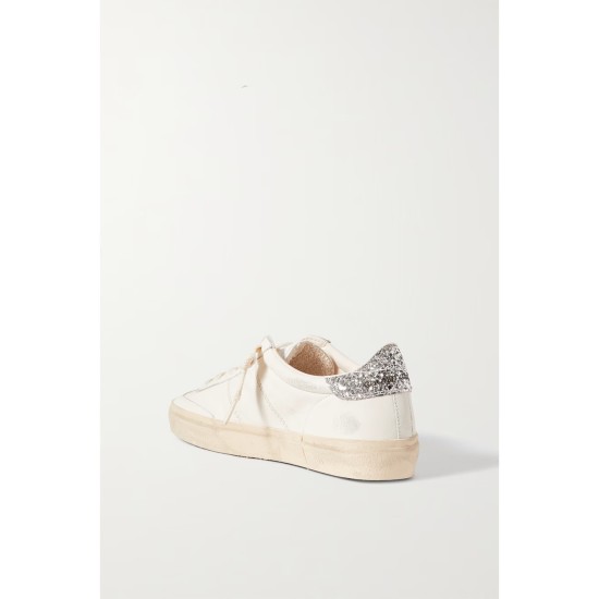 Soul-Star distressed glittered leather sneakers