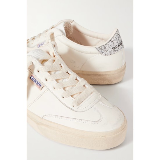 Soul-Star distressed glittered leather sneakers