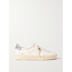 Soul-Star distressed glittered leather sneakers