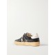 Soul-Star distressed suede and leather-trimmed velvet sneakers