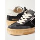 Soul-Star distressed suede and leather-trimmed velvet sneakers