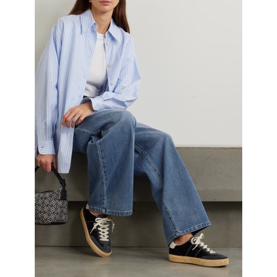 Soul-Star distressed suede and leather-trimmed velvet sneakers