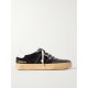 Soul-Star distressed suede and leather-trimmed velvet sneakers