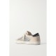 Super-Star leather-trimmed distressed glittered suede sneakers