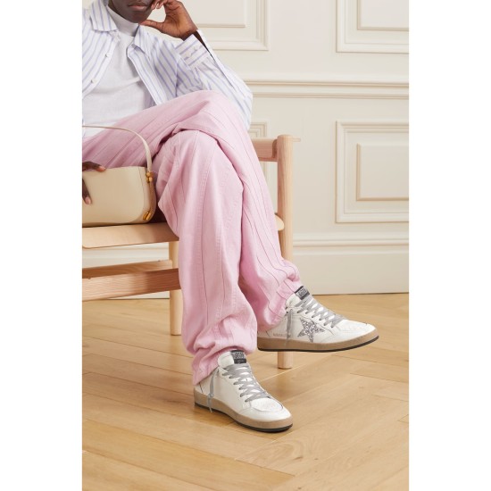 Ball Star distressed glittered leather sneakers