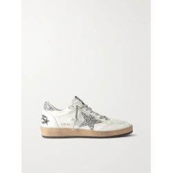 Ball Star distressed glittered leather sneakers