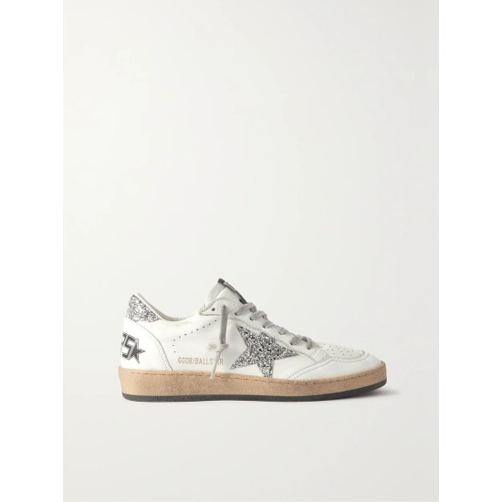 Ball Star distressed glittered leather sneakers