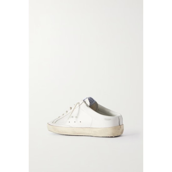 Super-Star Sabot distressed suede-trimmed leather slip-on sneakers