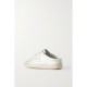 Super-Star Sabot distressed suede-trimmed leather slip-on sneakers