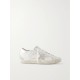 Super-Star embellished distressed suede-trimmed leather sneakers