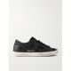 Super-Star distressed glittered leather and suede sneakers
