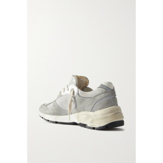 Dad-Star distressed leather-trimmed mesh and suede sneakers