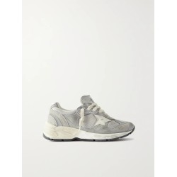 Dad-Star distressed leather-trimmed mesh and suede sneakers