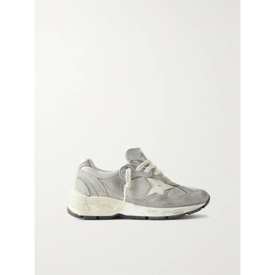 Dad-Star distressed leather-trimmed mesh and suede sneakers