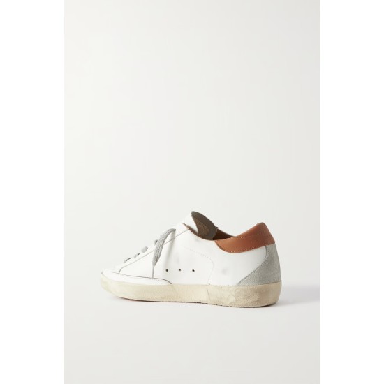 Super-Star suede-trimmed distressed leather sneakers
