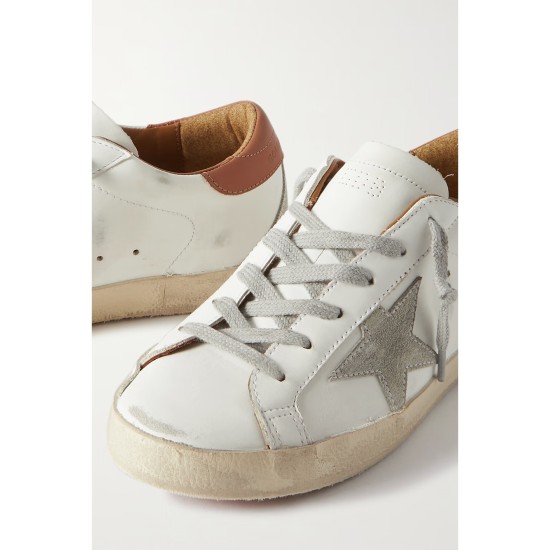 Super-Star suede-trimmed distressed leather sneakers