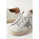Super-Star suede-trimmed distressed leather sneakers