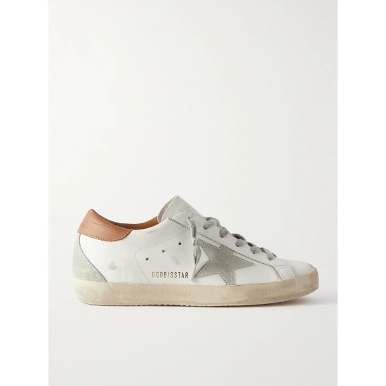 Super-Star suede-trimmed distressed leather sneakers