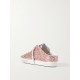 Super-Star Sabot distressed suede-trimmed glittered leather slip-on sneakers