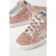 Super-Star Sabot distressed suede-trimmed glittered leather slip-on sneakers