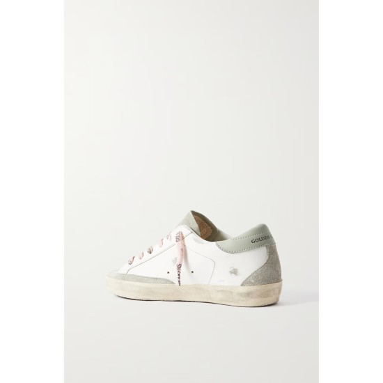 Super-Star distressed leather and suede sneakers