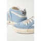 Mid Star glittered leather-trimmed distressed denim high-top sneakers