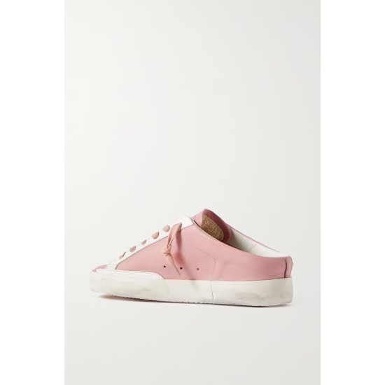 Super-Star Sabot distressed suede-trimmed leather slip-on sneakers