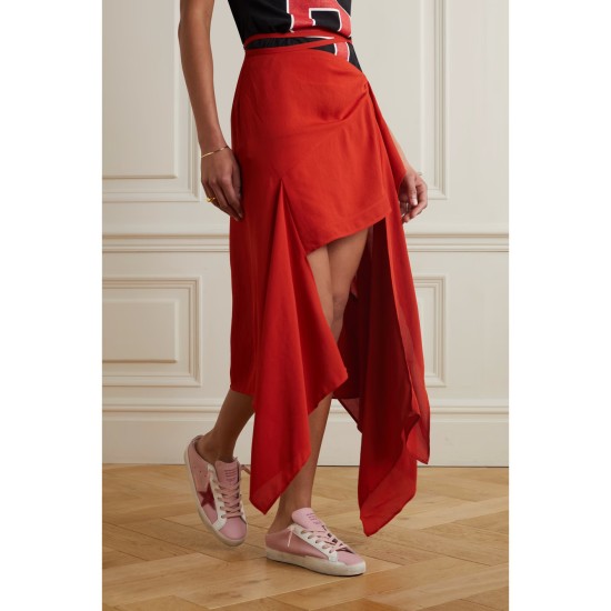 Super-Star Sabot distressed suede-trimmed leather slip-on sneakers