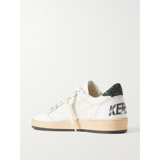 Ballstar glittered distressed leather sneakers