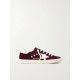 Super-Star distressed leather-trimmed velvet sneakers