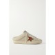 Super-Star Sabot shearling-lined distressed leather-trimmed suede slip-on sneakers