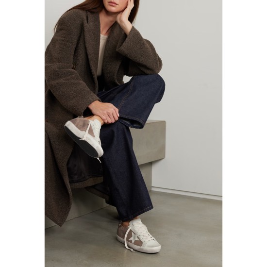 Super-Star distressed calf hair-trimmed nubuck and suede sneakers