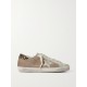 Super-Star distressed calf hair-trimmed nubuck and suede sneakers