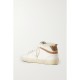 Mid Star shearling-lined distressed leopard-print calf hair, suede and leather sneakers
