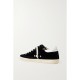 Super-Star eyelet-embellished distressed glittered leather and velvet sneakers
