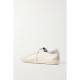 Super-Star crystal-embellished velvet-trimmed distressed leather sneakers